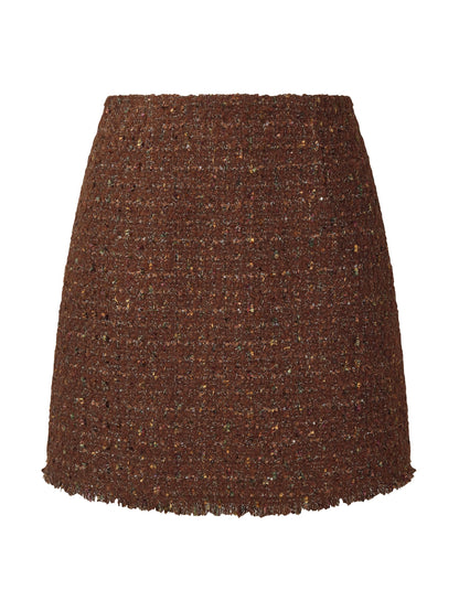 [Preview] Wool Blend Tweed Sequins Women A-Line Skirt
