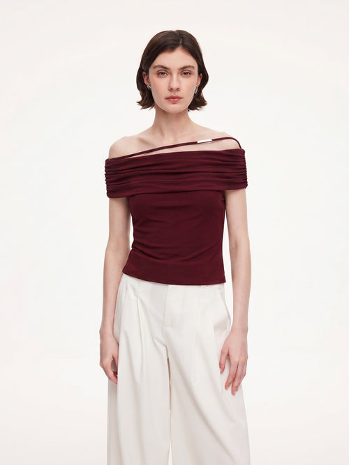 Modal Off Shoulder Women Stretchy Knit Top