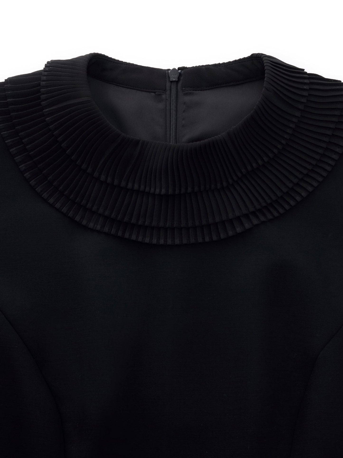 Worsted Wool Blend Ruffle Collar Women Mini Dress With Detachable Ribbon