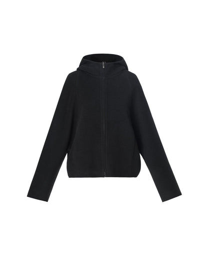 Tencel Wool Blend Double-Faced Hooded Women Jacket