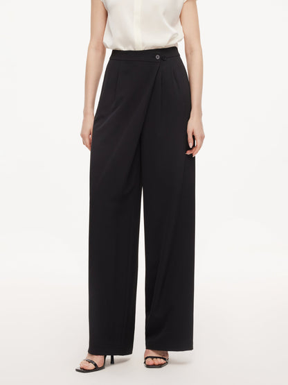 Four-Way Stretch Straight Leg Women Asymmetric Wrap Pants