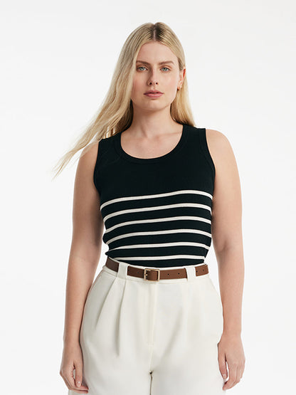 Acetate Cotton Knitted Striped Tank Top