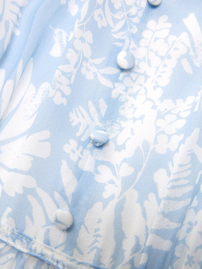 10MM Mulberry Silk Floral Print Women Maxi Dress