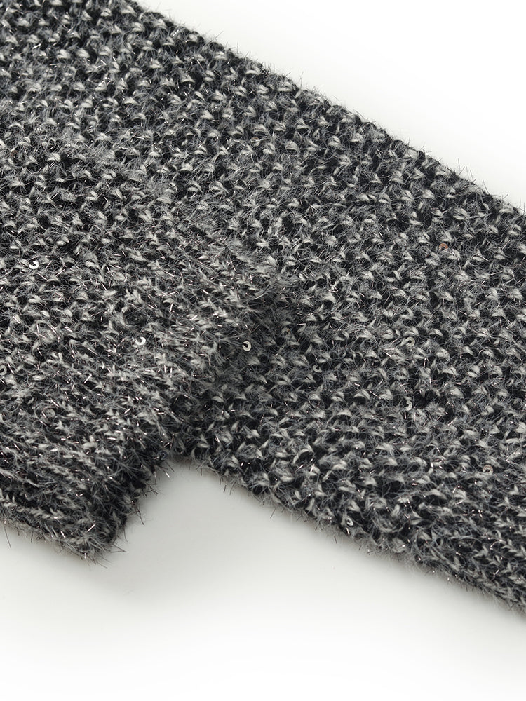 Wool Blend Sequins Women Cardigan