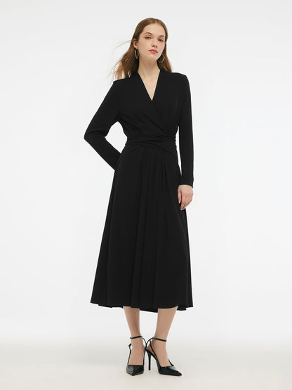 Tencel Blend Tie Back Gathered Waist Women Knit Maxi Dress