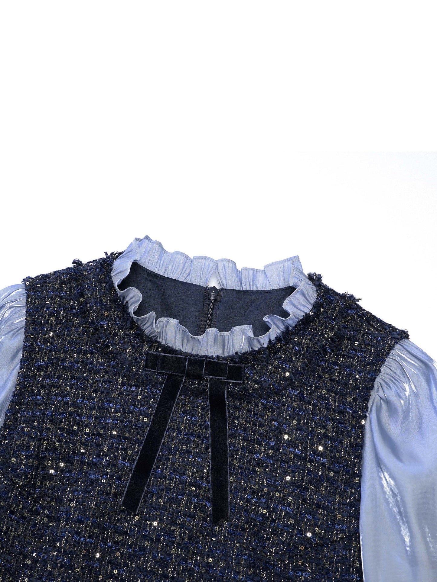 Tweed Faux-Layered Women Mini Dress