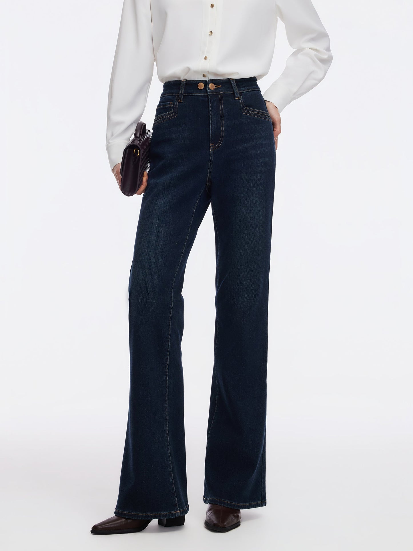 Denim Fleece Lined Women Flared Jeans