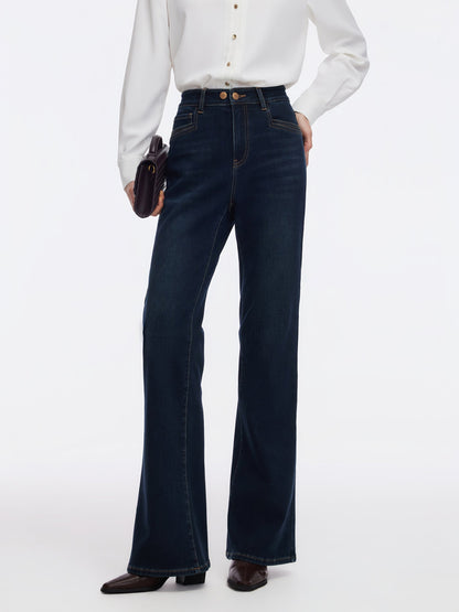 Denim Fleece Lined Women Flared Jeans