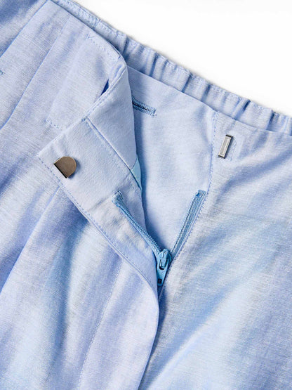 Tencel Acetate Linen Blend Women Straight Leg Pants