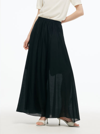 Tencel Blend Elastic Waist Women Culottes