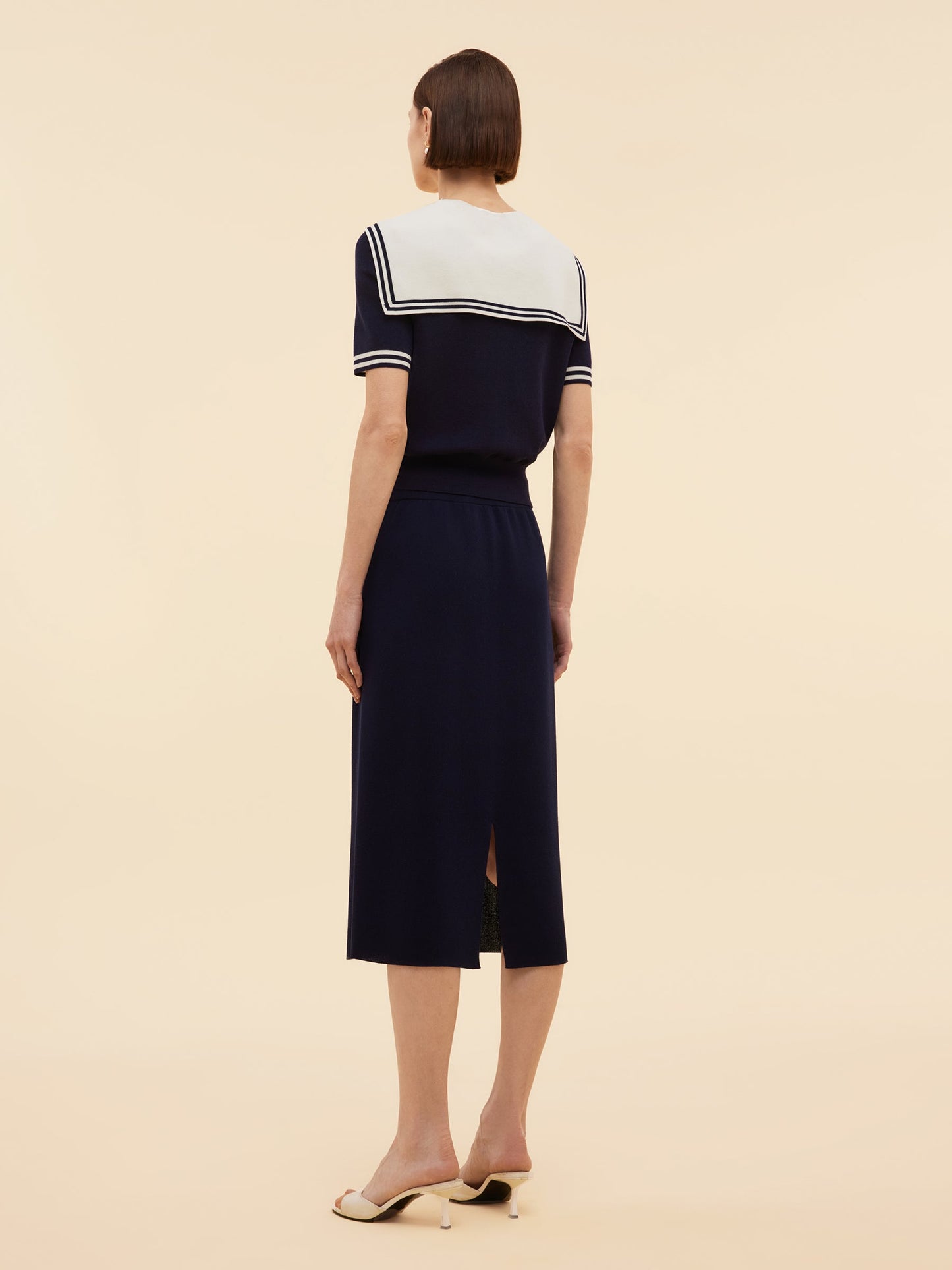 Tencel Blend Knit Top And Column Skirt Two-Piece Set