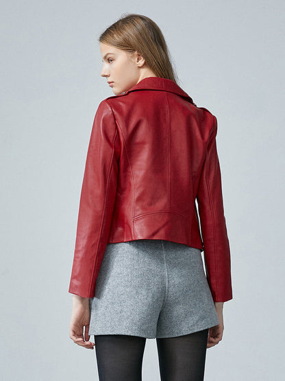 Sheepskin Lapel Crop Women Jacket For Dresses