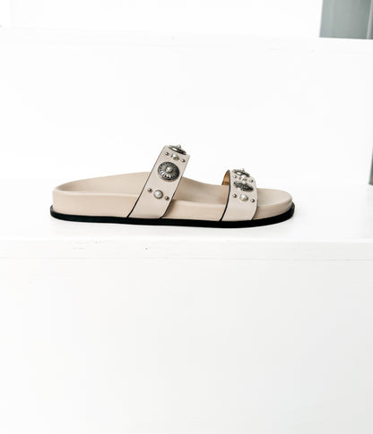 Briallen Western Studded Pearl Sandal in Cream