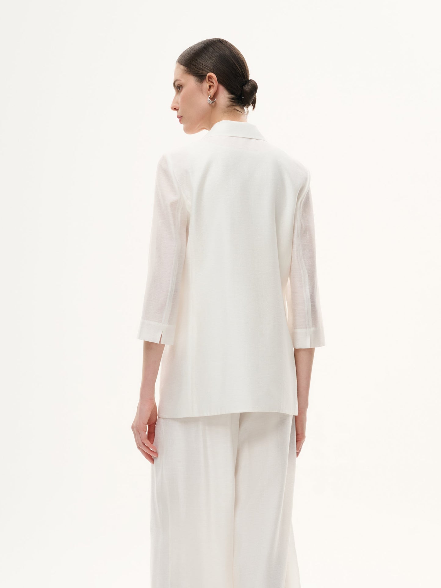 Tencel Acetate Blend 3/4 Sleeve Women Blazer