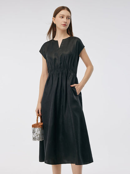 19MM Xiang Yun Silk Cap Sleeve Women Midi Dress