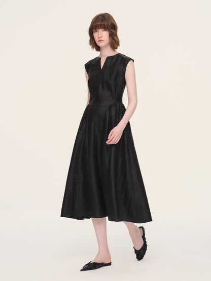 18MM Gambiered Canton Gauze Women Cap Sleeve Maxi Dress
