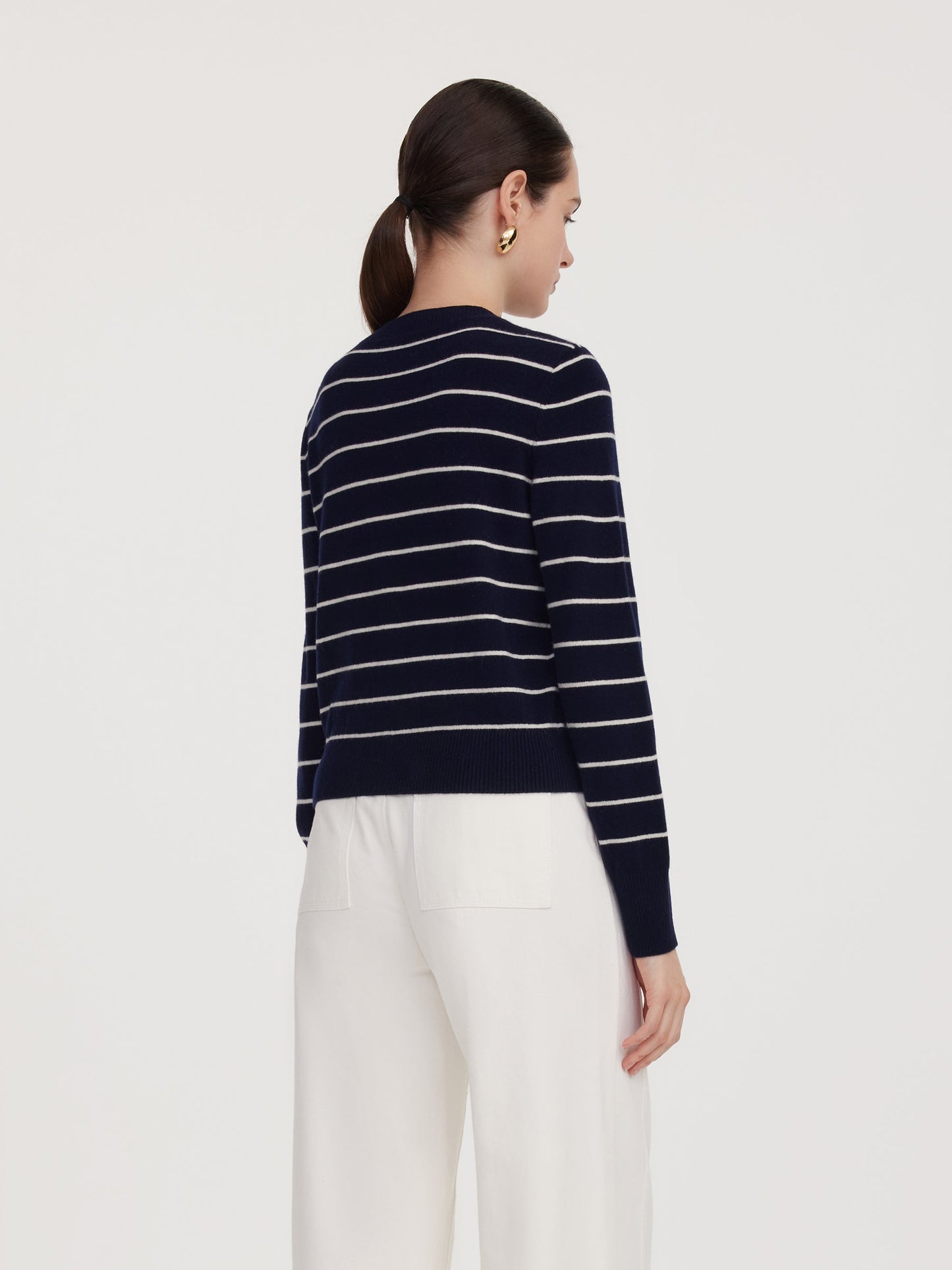 100% Wool Stripe Women Cardigan