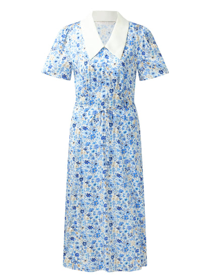 19MM Mulberry Silk Floral Print Women Midi Dress