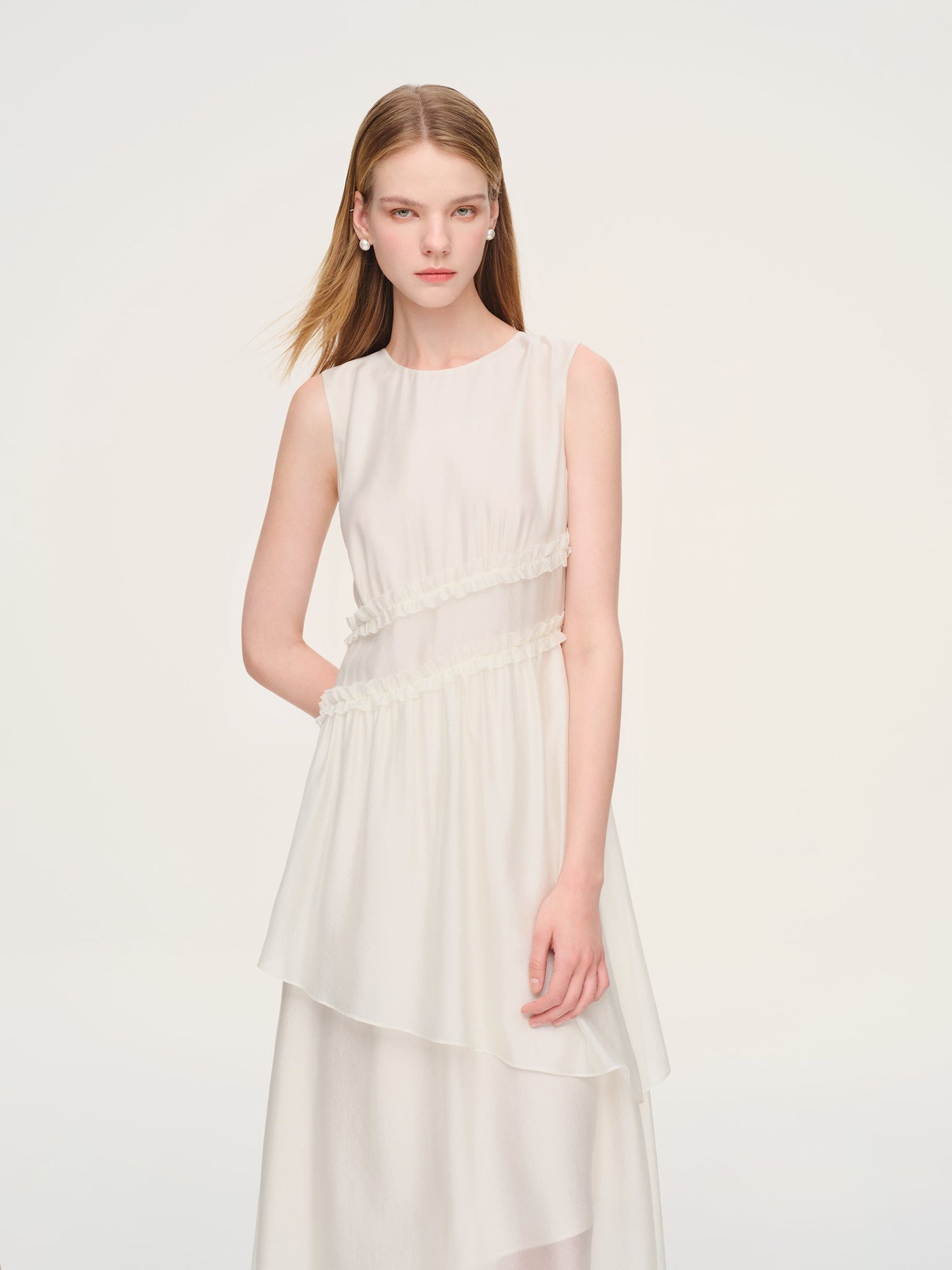 Ruffle Sleeveless Women Tiered Maxi Dress