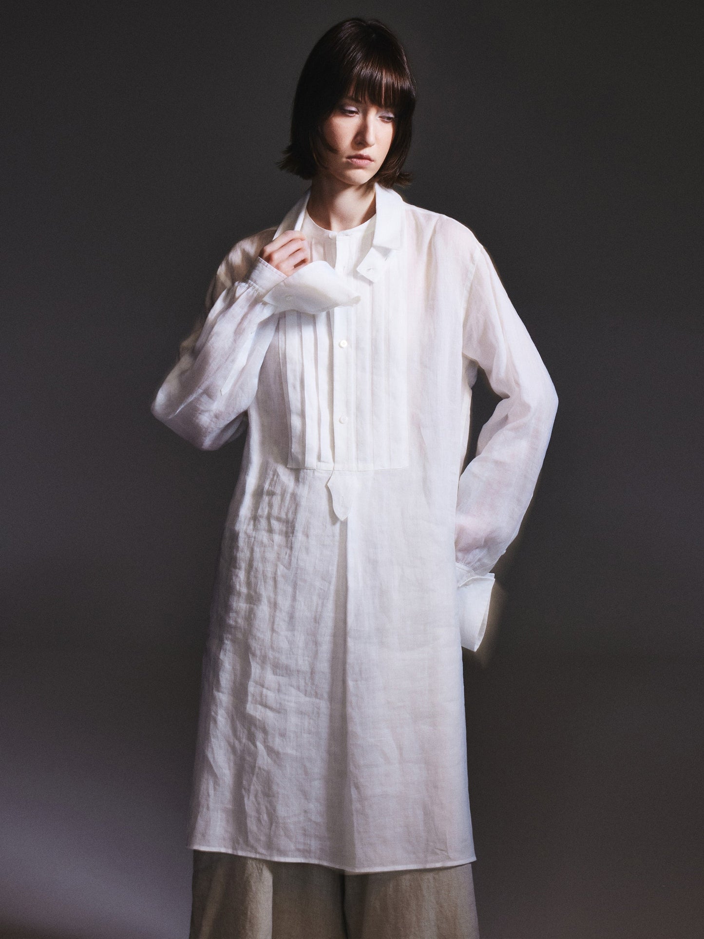 100% Ramie Loose Fit H-Line Unisex Long Shirt