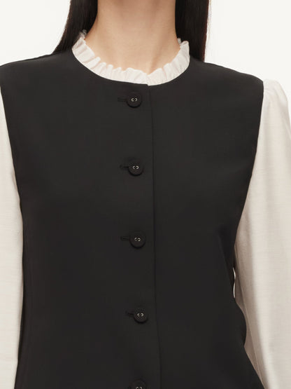 Four-Way Stretch Mock Layered Shirt And Pants Two-Piece Set With Self-Tie Belt