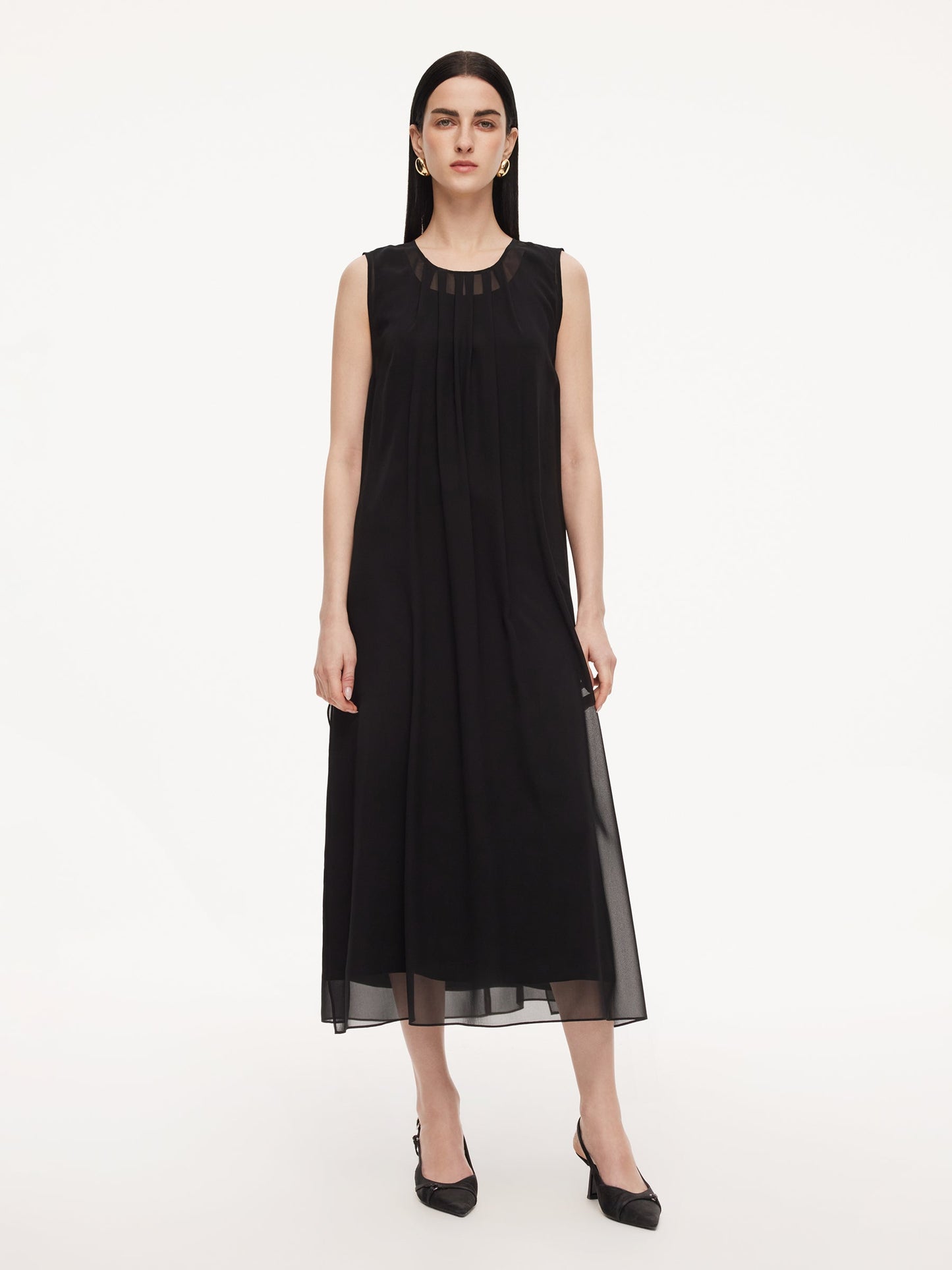 10MM Mulberry Silk Sleeveless Dress And 100% Acetate Sleeveless Dress Two-Piece Set