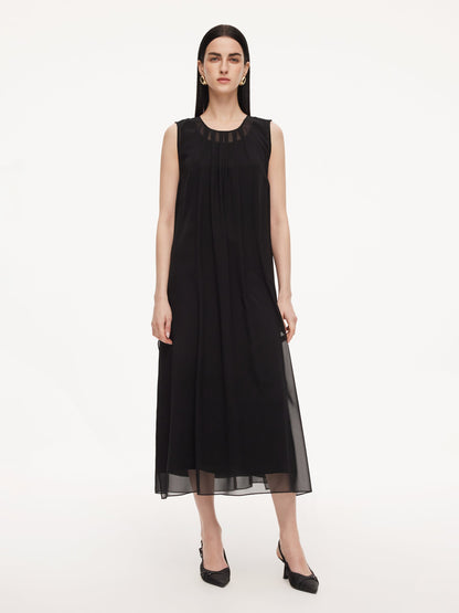 10MM Mulberry Silk Sleeveless Dress And 100% Acetate Sleeveless Dress Two-Piece Set