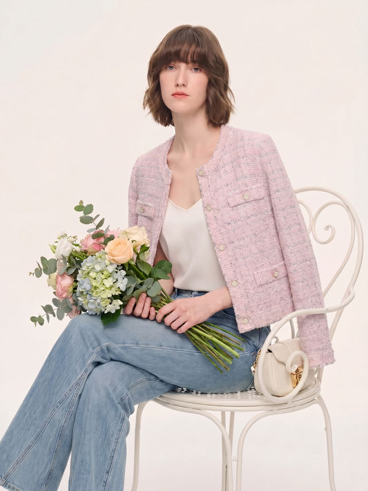 Wool Blend Jacquard Women Cardigan