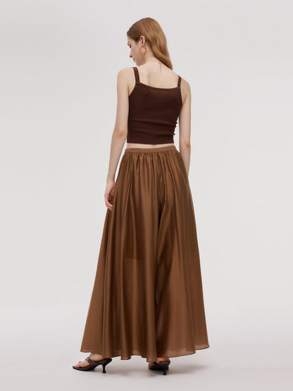 Tencel Blend Elastic Waist Women Culottes