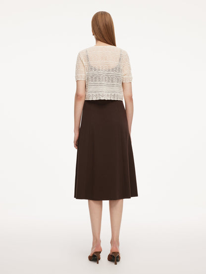 Tie Front Openwork Cardigan And Knit Strap Dress Two-Piece Set