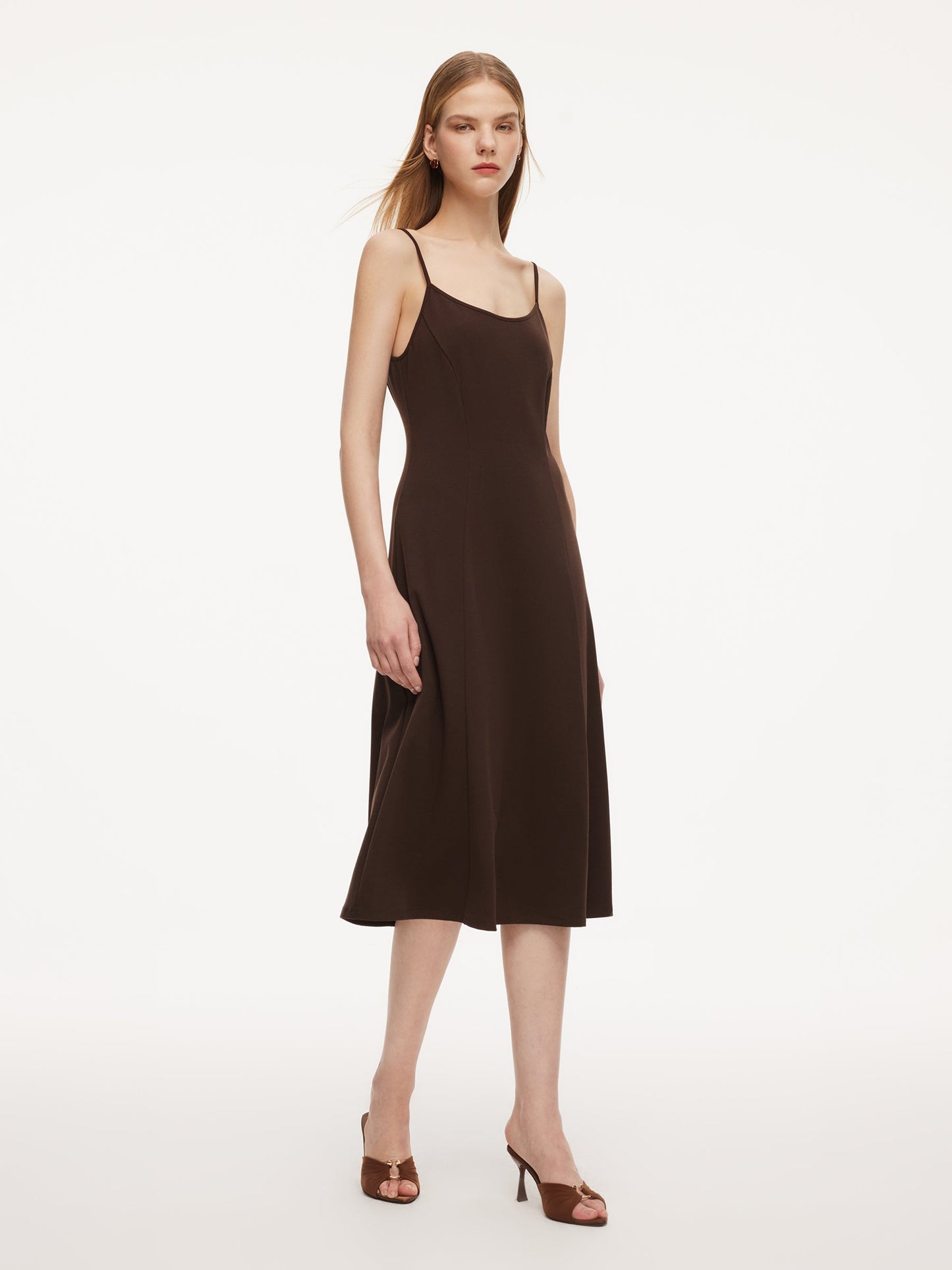Tie Front Openwork Cardigan And Knit Strap Dress Two-Piece Set