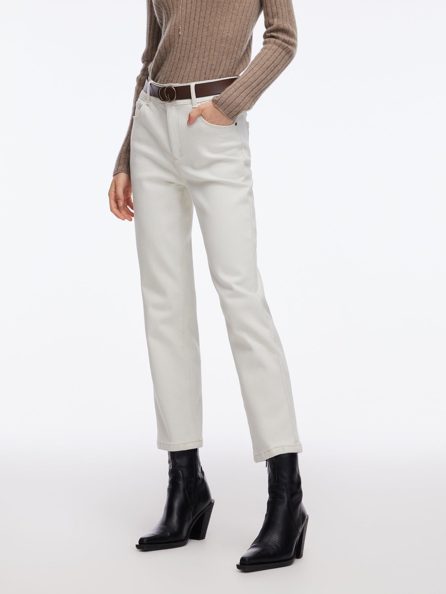 Denim Fleece Lined Women Ankle Length Jeans