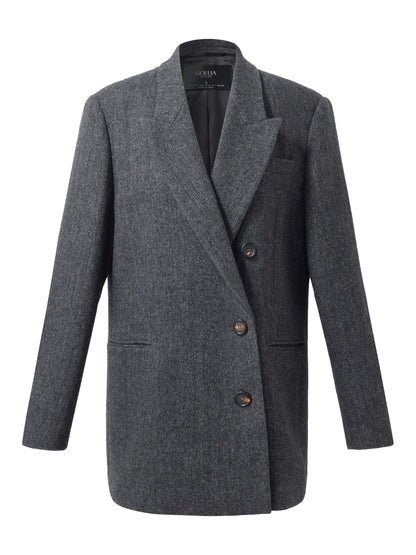 100% Washable Wool Notched Collar Women Blazer
