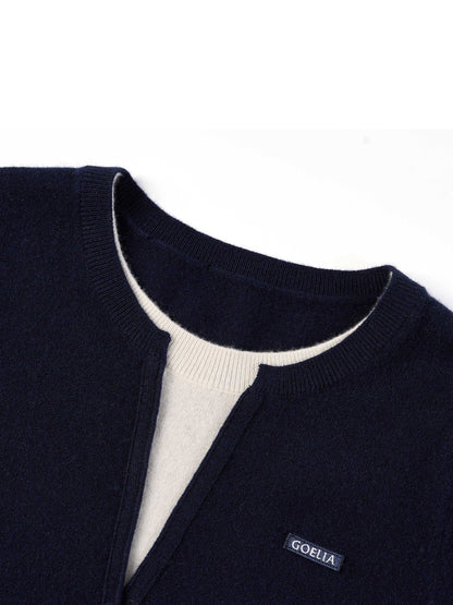 [Preview] 100% Wool Color Block Women Knit Top