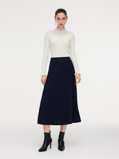 100% Wool A-Line Women Knit Skirt