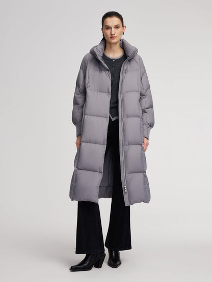 Lightweight Windproof Hooded Long Goose Down Coat