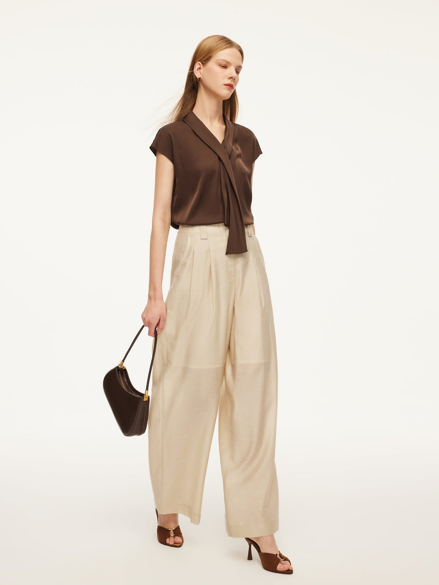 22MM Mulberry Silk Tie Neck Women Blouse
