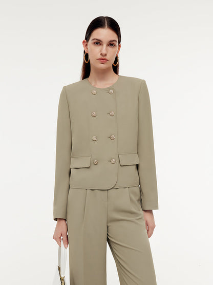 Stretch Double-Breasted Women Jacket