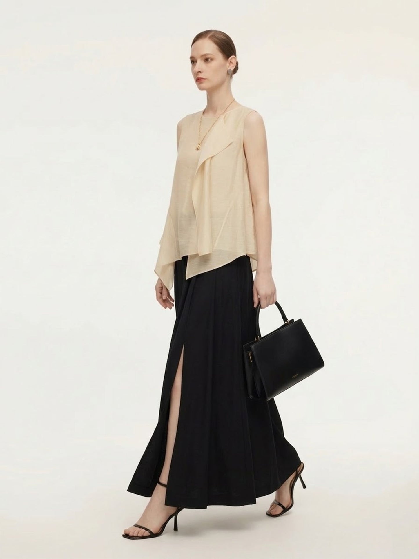 Lyocell Blend Ruffle-Detailing Women Tank Top