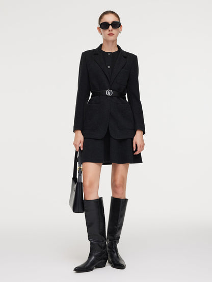 Knit Blazer And Sleeveless Mini Dress Two-Piece Set