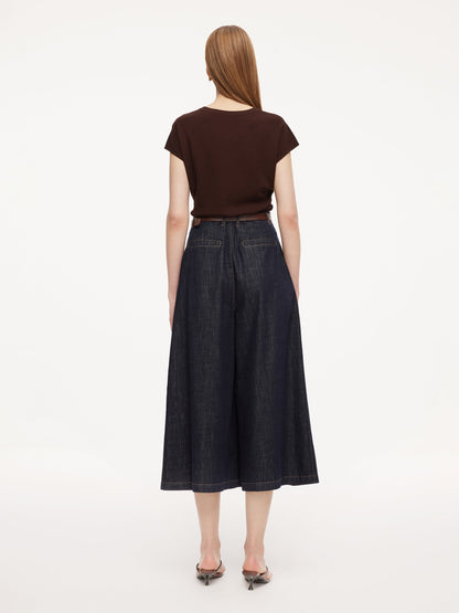 100% Cotton Denim Women Culottes With Belt