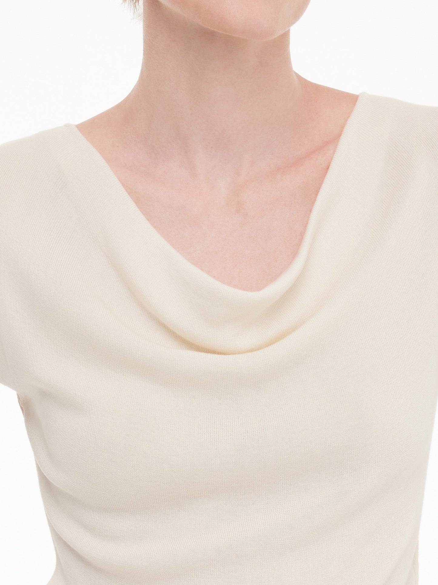 Tencel Mulberry Silk Cowl Neck Women Cap Sleeve Knit Top