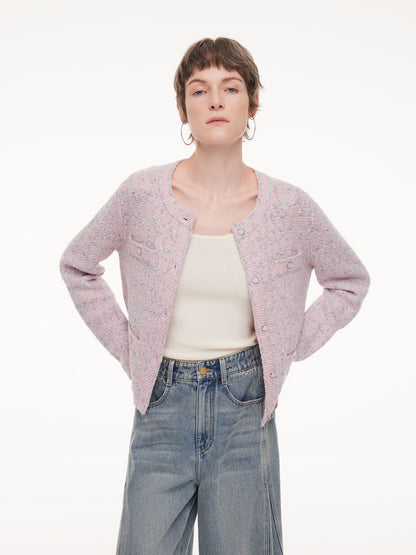 Wool Blend Jacquard Women Cardigan