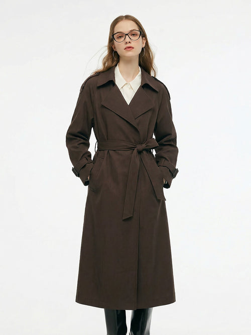 100% Linen Women Wrap Trench Coat