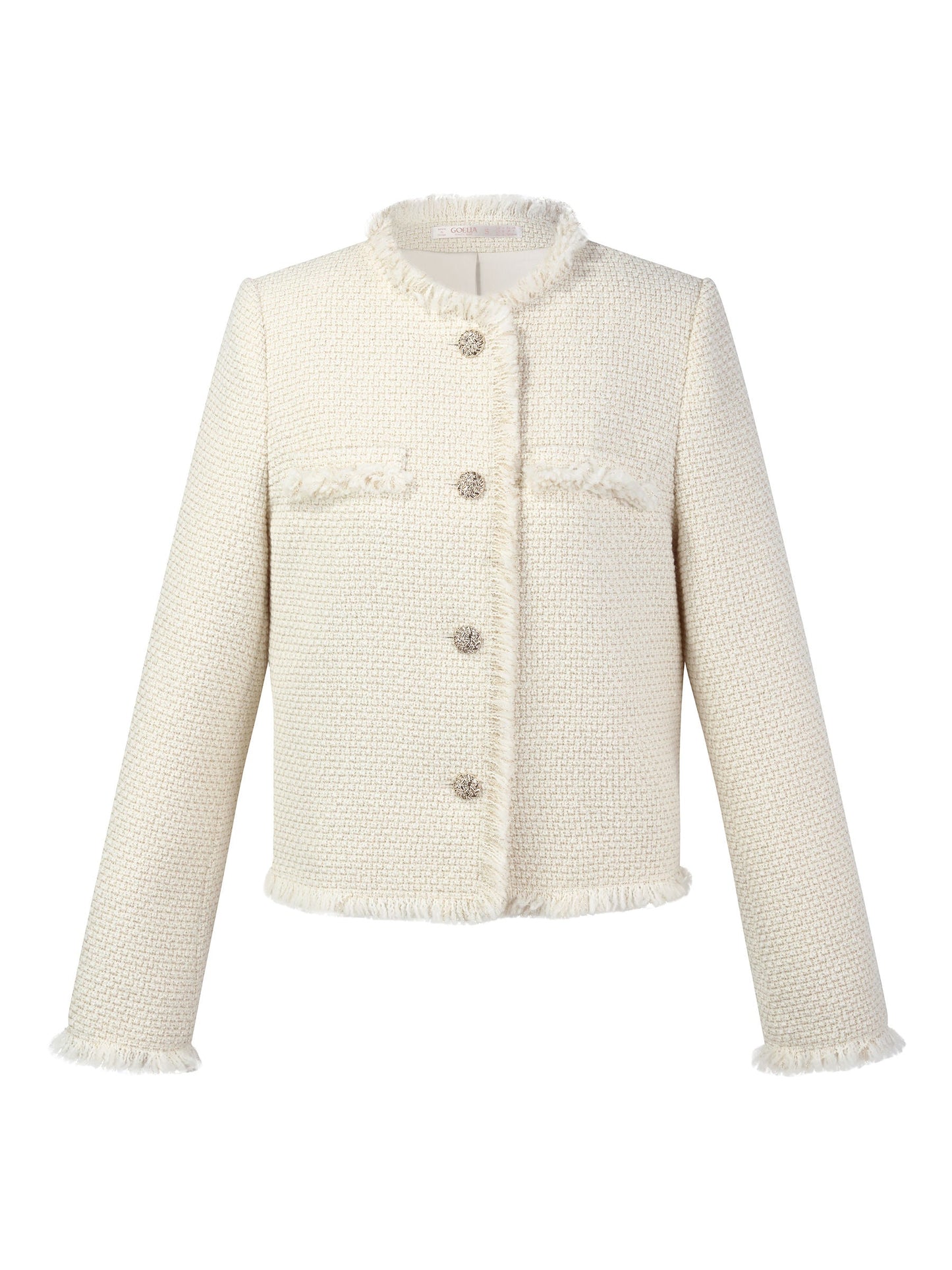 Wool Blend Tweed Fringe Trim Women Jacket