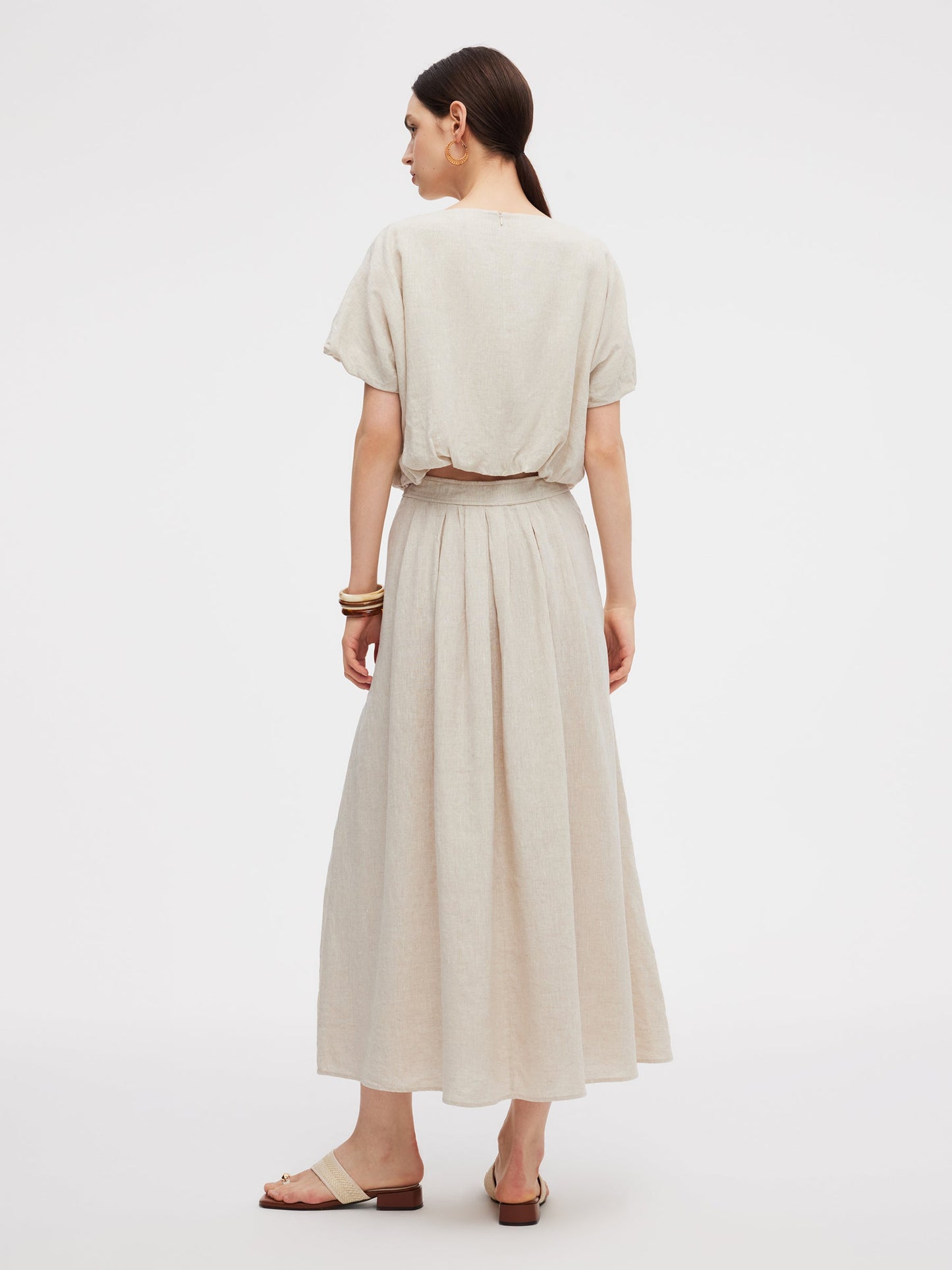 100% Linen Women High-Waisted A-Line Skirt