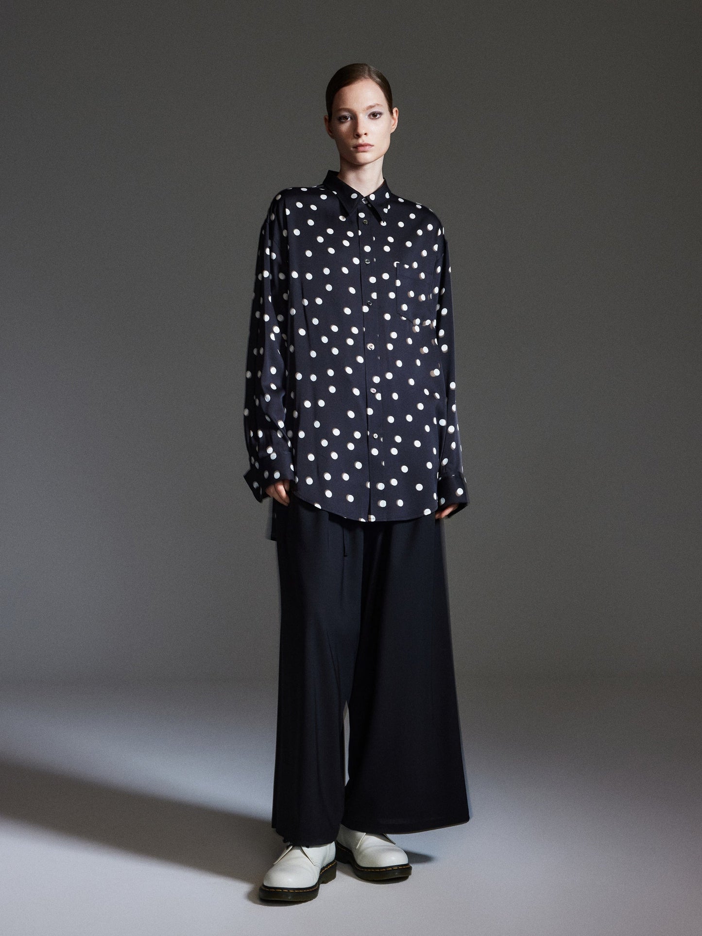 22MM Mulberry Silk Polka Dots H-Line Unisex Shirt