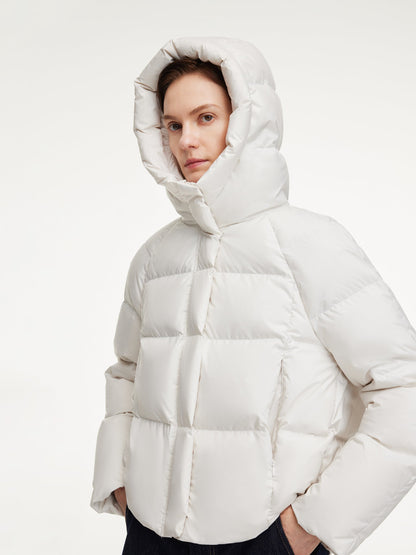 Hooded Zip-Up Goose Down Jacket