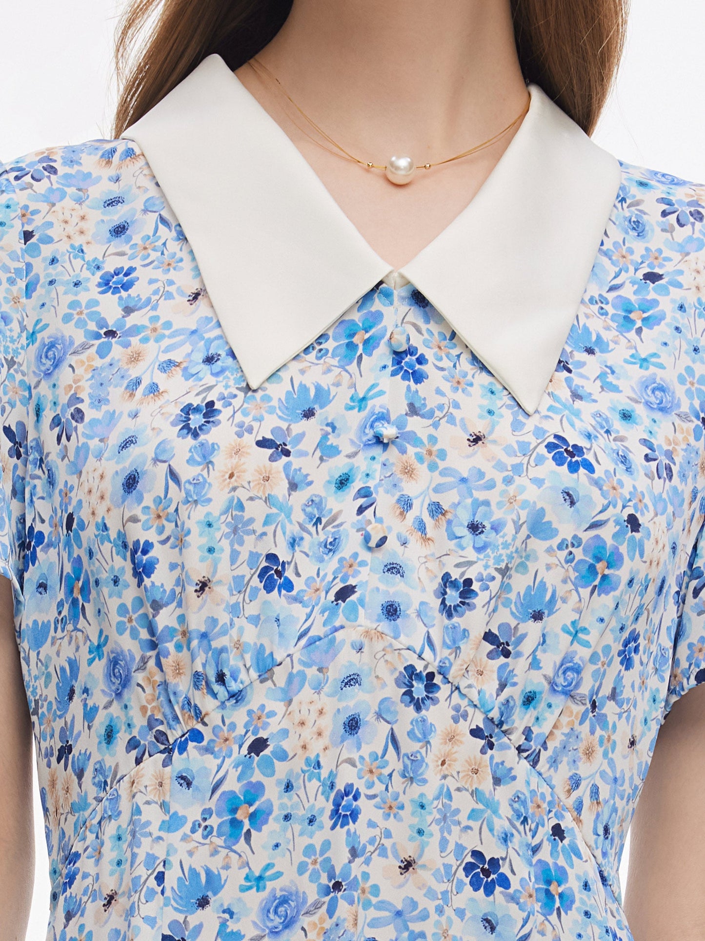 19MM Mulberry Silk Floral Print Women Midi Dress