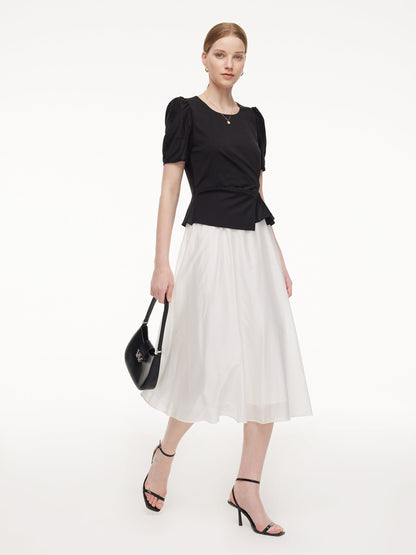 Tencel Blend Color Block Women Patchwork Maxi Dress